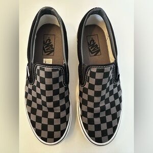 Vans Checkered Slip-On Shoes - Black and Gray